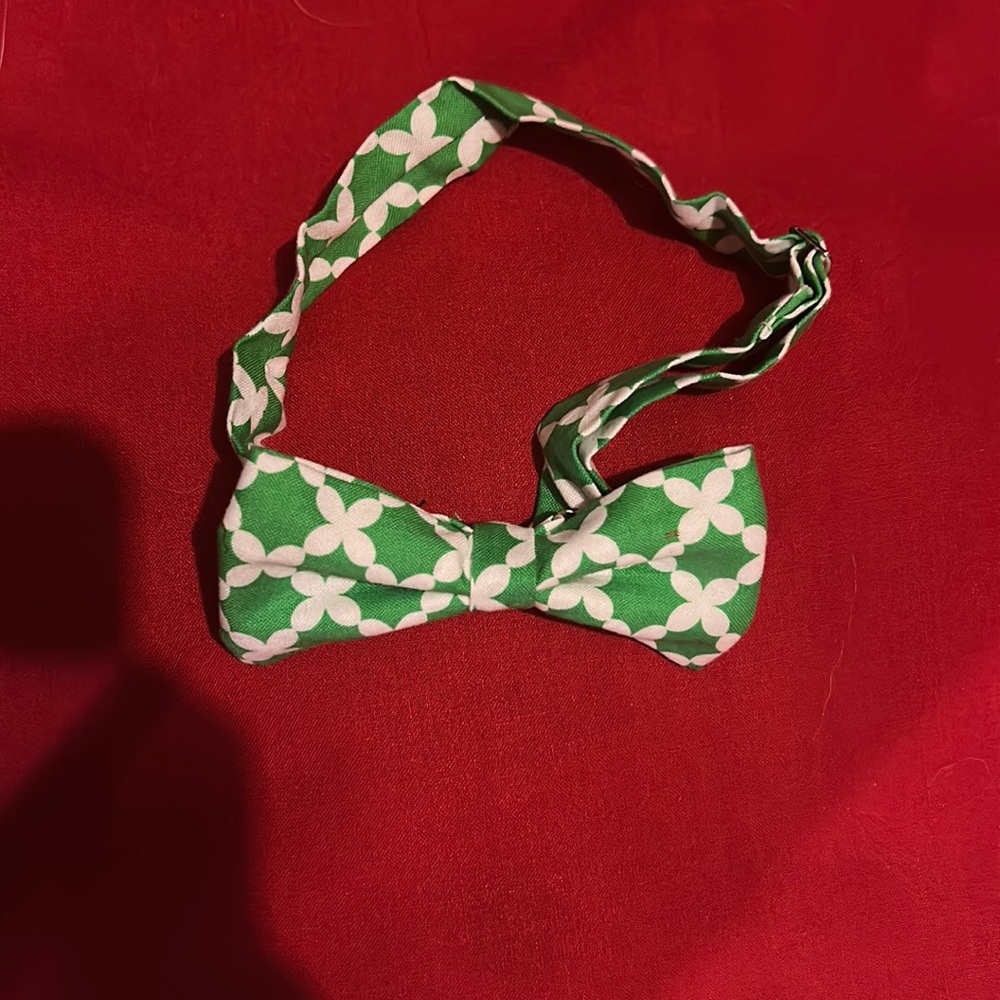 green and white mens bow tie